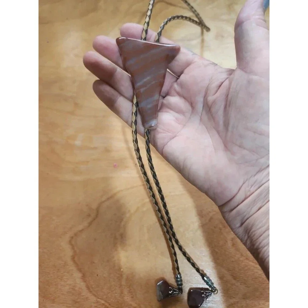 Red and grey jasper fancy bolo tie